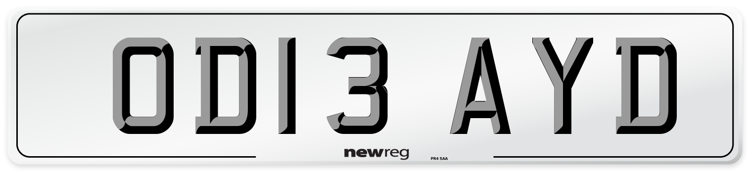 OD13 AYD Number Plate from New Reg